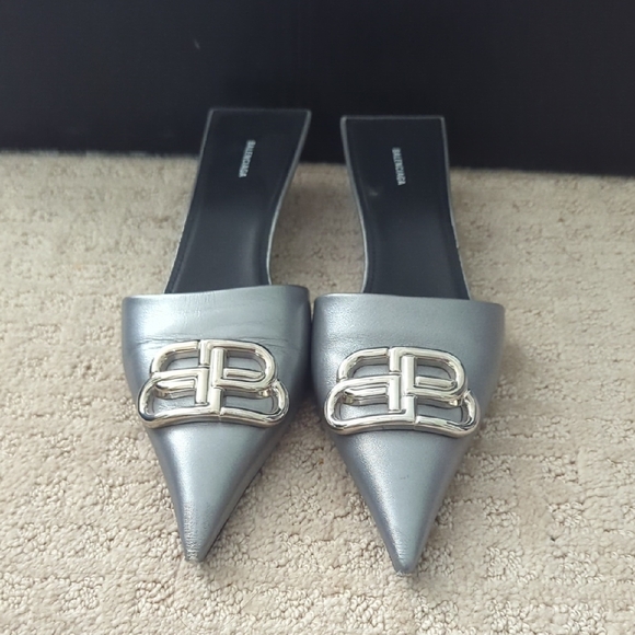 Balenciaga Silver Kitten Mules 37.5 - Picture 1 of 6